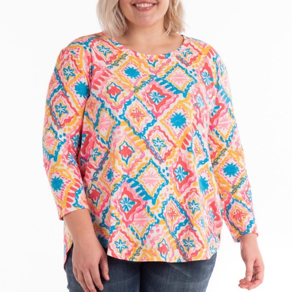 FRESH PRODUCE Marrakesh Catalina Top 3/4 Sleeve Cotton tunic NWT